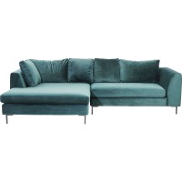 Corner Sofa Gianni Velvet Dark Green Left Black