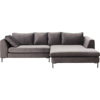 Corner Sofa Gianni Velvet Grey Right Black