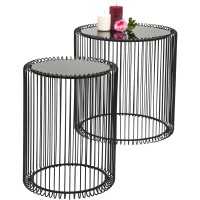 Beistelltisch Wire Schwarz Ø44cm (2/Set)